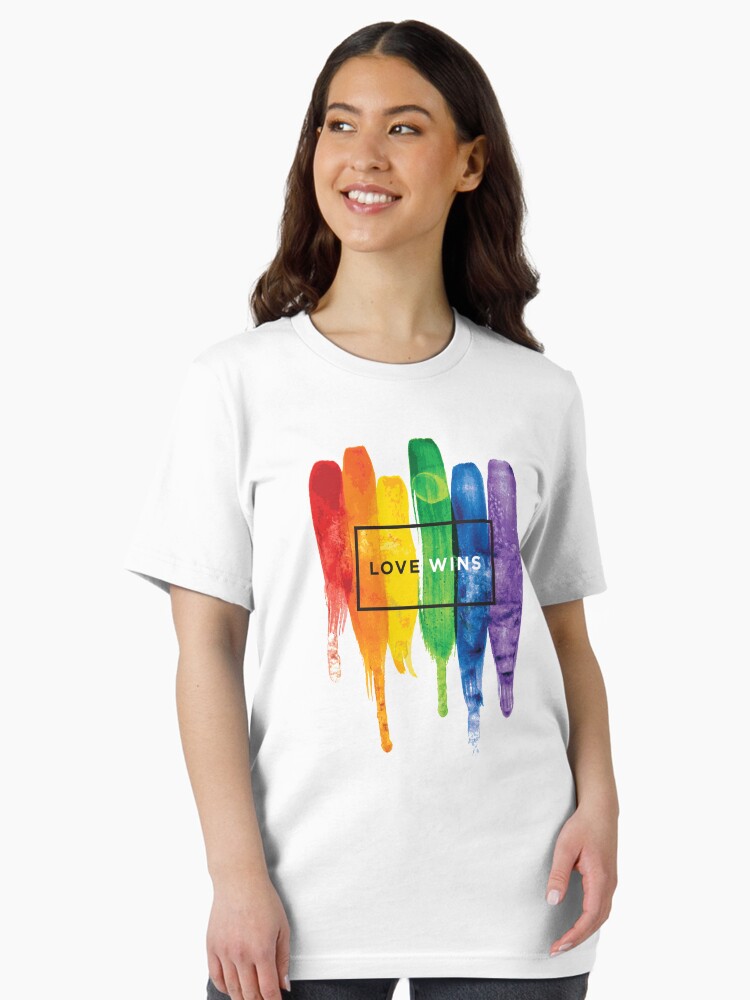 Watercolor LGBT Love Wins Rainbow Paint Typographic Essential T-Shirt