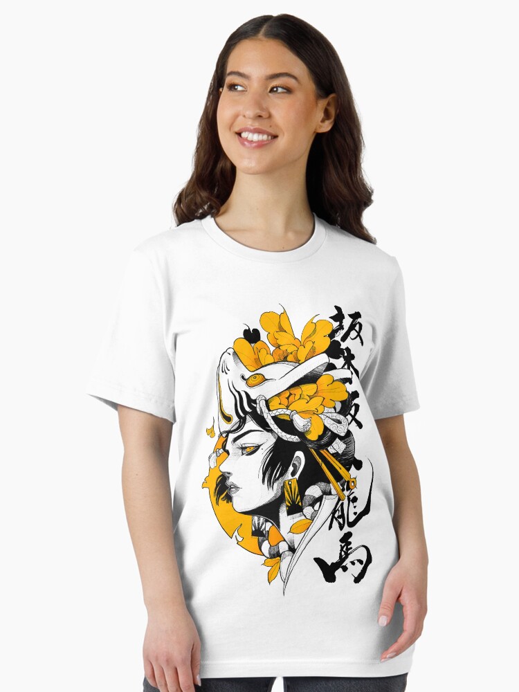 Japanese Samurai Geisha Mask Colorful Modern Urban Style Essential T-Shirt