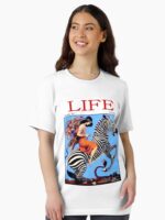 PEACOCK GIRL ON A ZEBRA : Vintage 1922 Life Print Essential T-Shirt