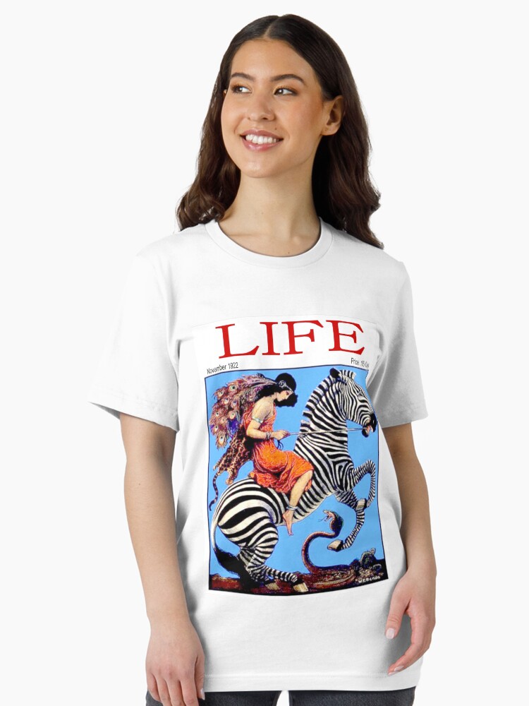 PEACOCK GIRL ON A ZEBRA : Vintage 1922 Life Print Essential T-Shirt
