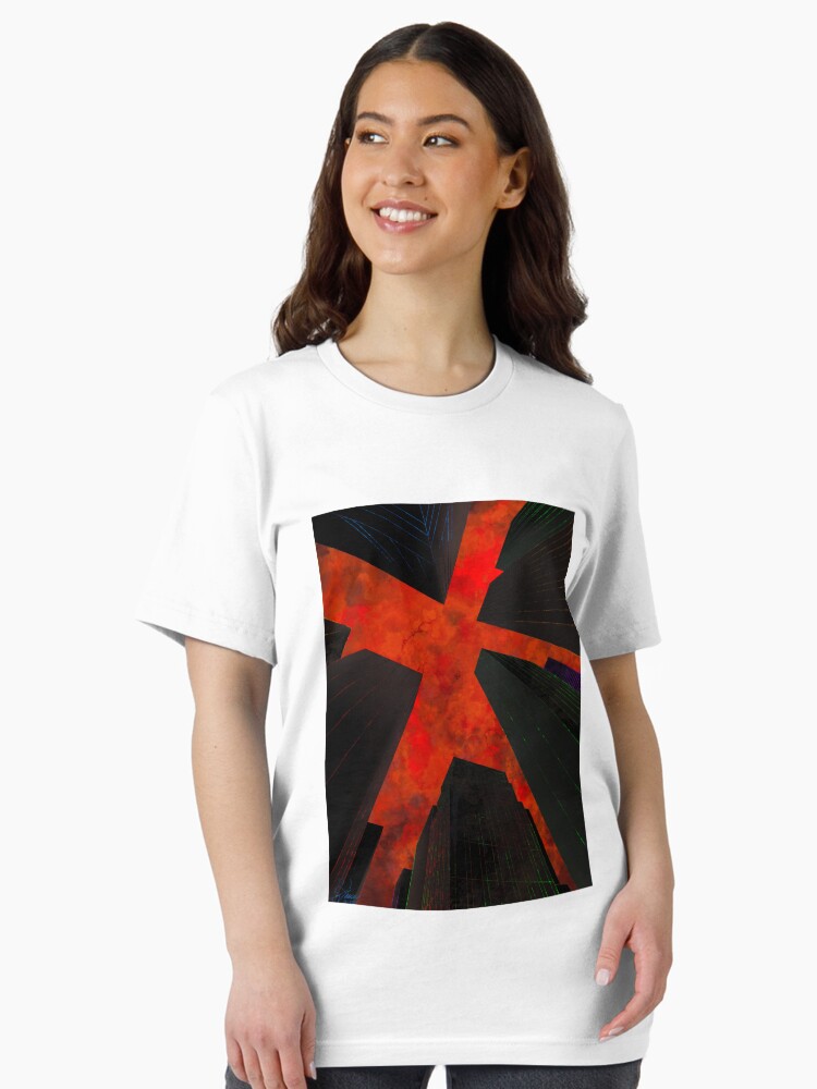 Skyscrapers in a red/ orange bacground Essential T-Shirt