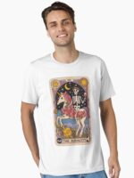The Audacity – Skeleton on Unicorn Tarot Design Unisex T-Shirt - Image 2