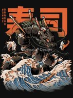 The Black Sushi Dragon Unisex T-Shirt