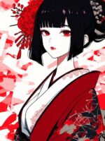 Traditional Geisha - Crimson Eyes Aesthetic Unisex T-Shirt