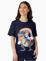 Unicorn Riding Dinosaur T Shirt T-Rex Funny Unicorns Party Rainbow Squad Gifts for Kids Boys Girls Unisex T-Shirt