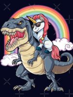 Unicorn Riding Dinosaur T Shirt T-Rex Funny Unicorns Party Rainbow Squad Gifts for Kids Boys Girls Unisex T-Shirt - Image 7
