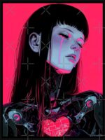 Vaporwave Cyborg Heart Girl Unisex T-Shirt