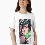 Vibrant Anime Girl Portrait – Colorful Cyberpunk Manga Aesthetic Art Unisex T-Shirt