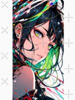 Vibrant Anime Girl Portrait – Colorful Cyberpunk Manga Aesthetic Art Unisex T-Shirt