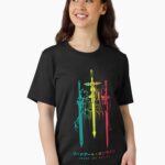 Vibrant Sword Silhouette Design Unisex T-Shirt