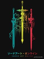 Vibrant Sword Silhouette Design Unisex T-Shirt