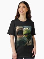 Vintage Dark Humor Frog Shark Parody – Retro Cinematic Meme Aesthetic Unisex T-Shirt