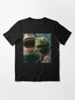 Vintage Dark Humor Frog Shark Parody – Retro Cinematic Meme Aesthetic Unisex T-Shirt - Image 3