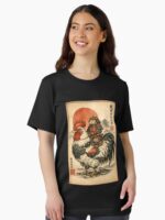 Vintage Japanese Samurai Capybara Rooster Chicken Anime Kids Unisex T-Shirt