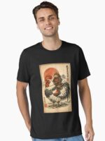 Vintage Japanese Samurai Capybara Rooster Chicken Anime Kids Unisex T-Shirt