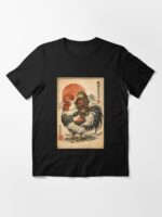 Vintage Japanese Samurai Capybara Rooster Chicken Anime Kids Unisex T-Shirt