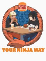 Vintage Naruto & Sasuke Your Ninja Way Burger King T-shirt, Acid Wash Burger King Anime Collaboration Tee Unisex T-Shirt
