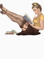 Vintage Pin-up Girl Reading a Book Unisex T-Shirt