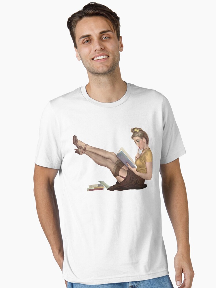 Vintage Pin-up Girl Reading a Book Unisex T-Shirt